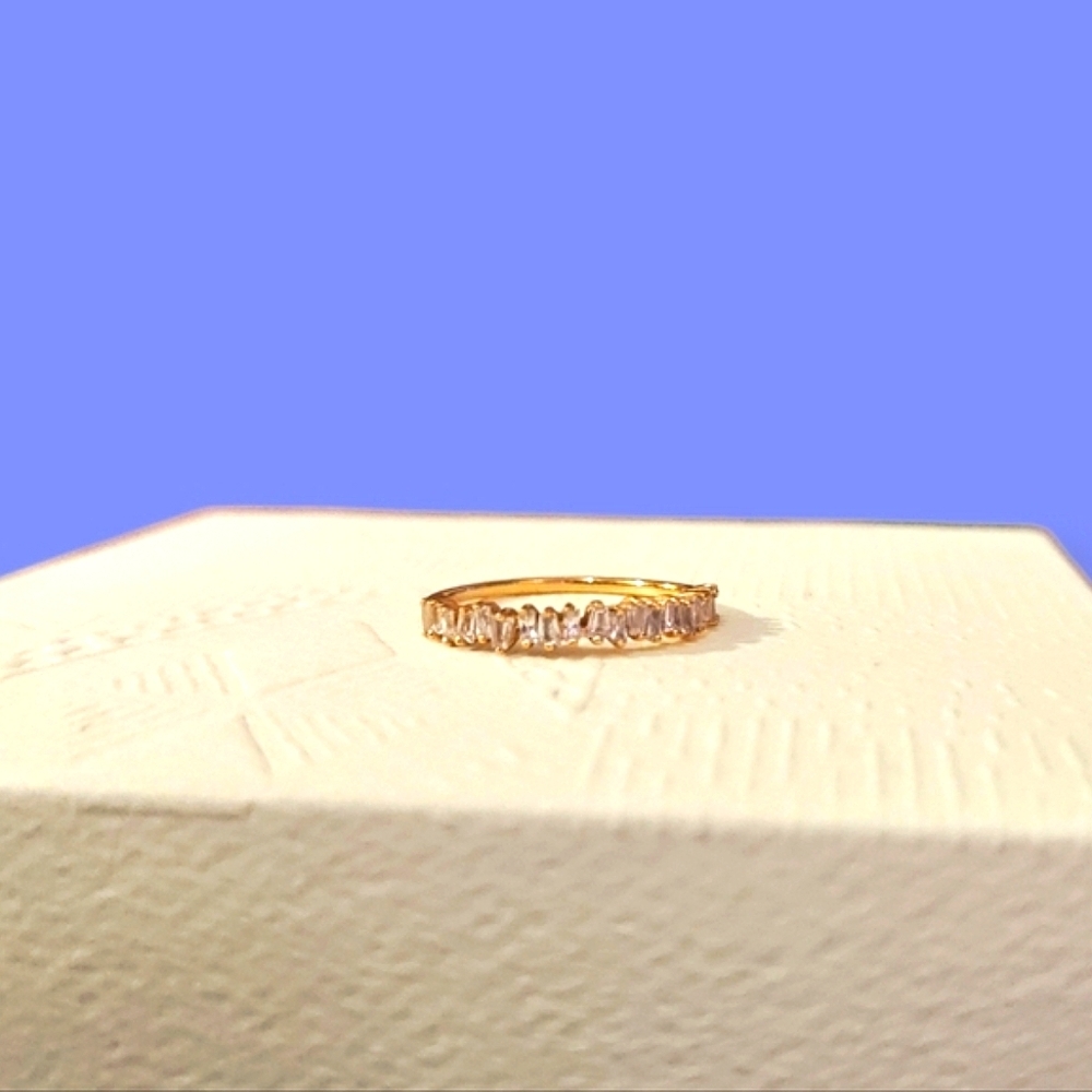 Melanie Auld Baguette Shift Ring Gold Vermeil Ring Size 5 Pinky Ring